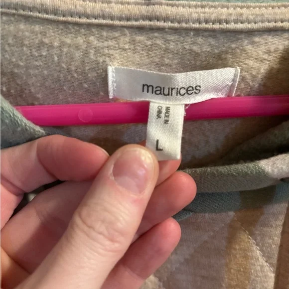 Maurices Quilted Green and Tan Hoodie - Picture 2 of 3